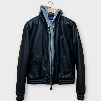 Bomber Redskins en cuir noir - L