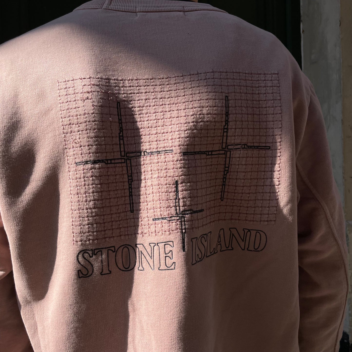 Stone Island pink logo sweatshirt front / back - L