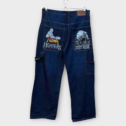 Hip Hop Baggy Jeans brodé - FR46