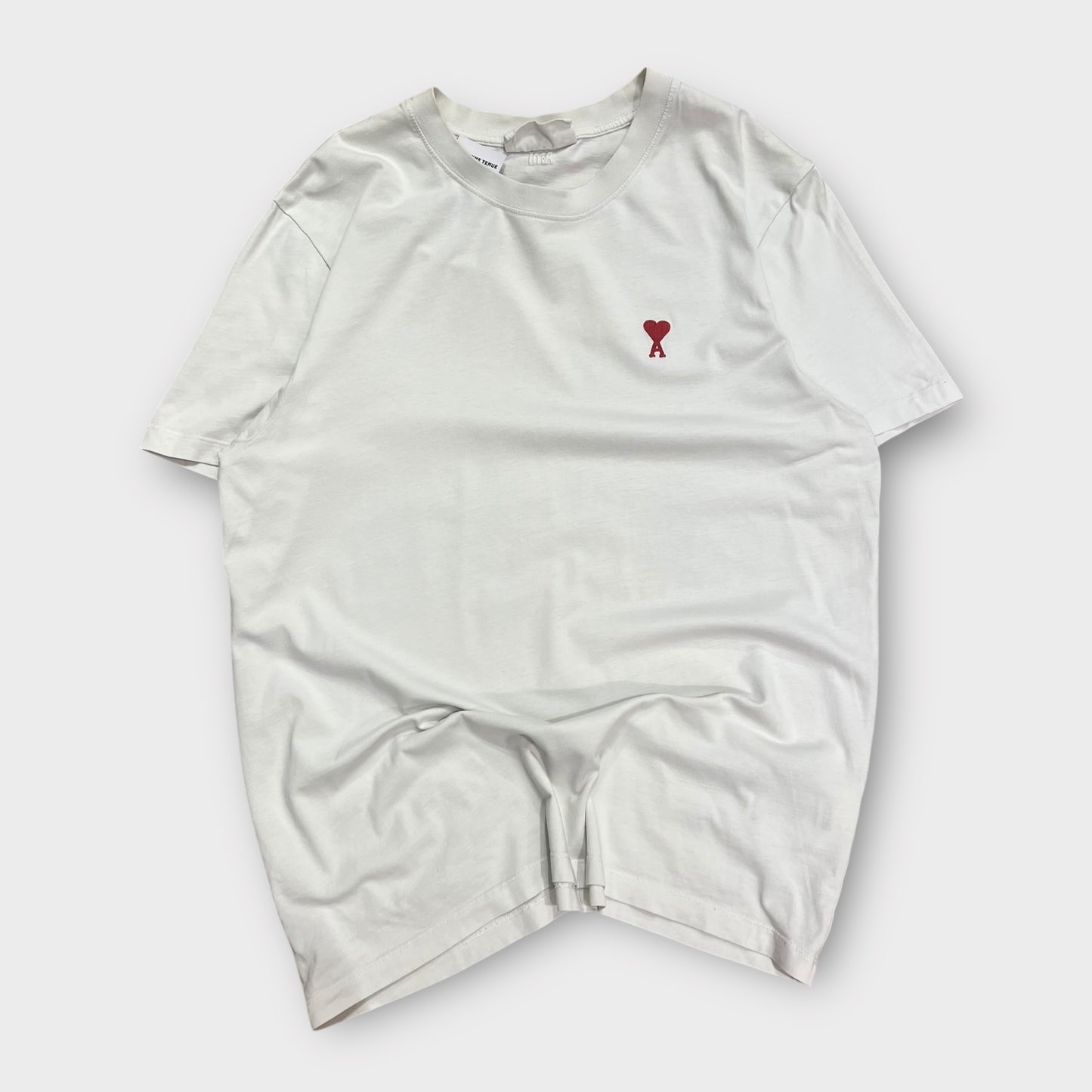 T-Shirt AMI Blanc Cœurs Rouge - M