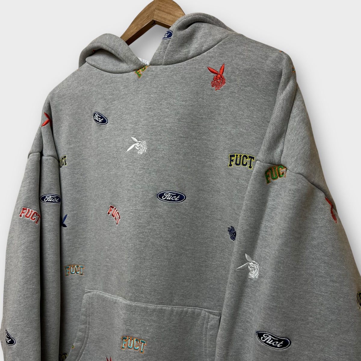 Hoodie fuct gris multi logo - XL