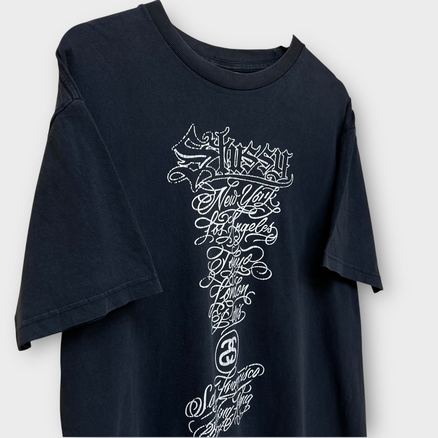 T-shirt vintage Stussy Mister Cartoon noir - L