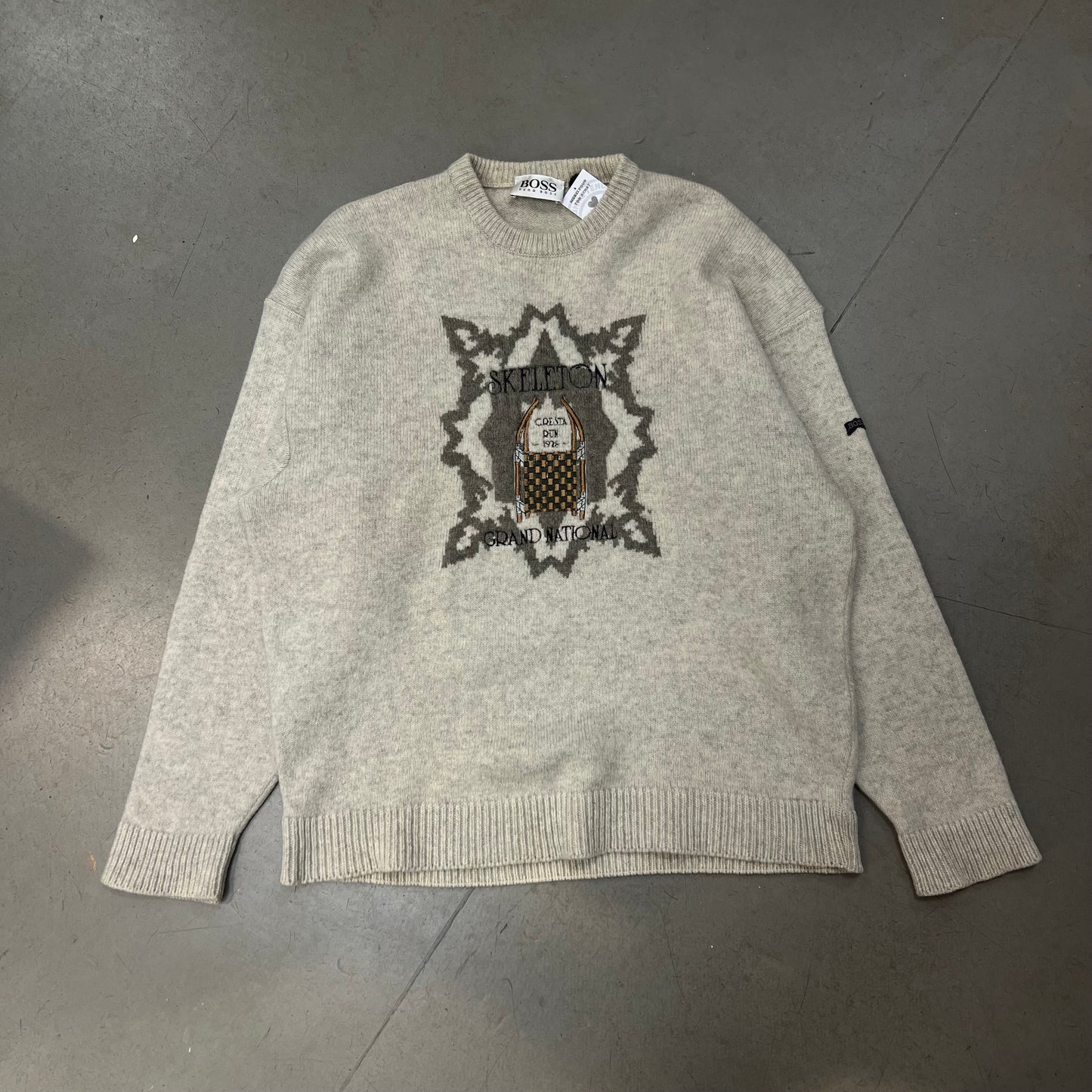 Pull Hugo Boss vintage Pule laine vierge Made in Allemagne - XL