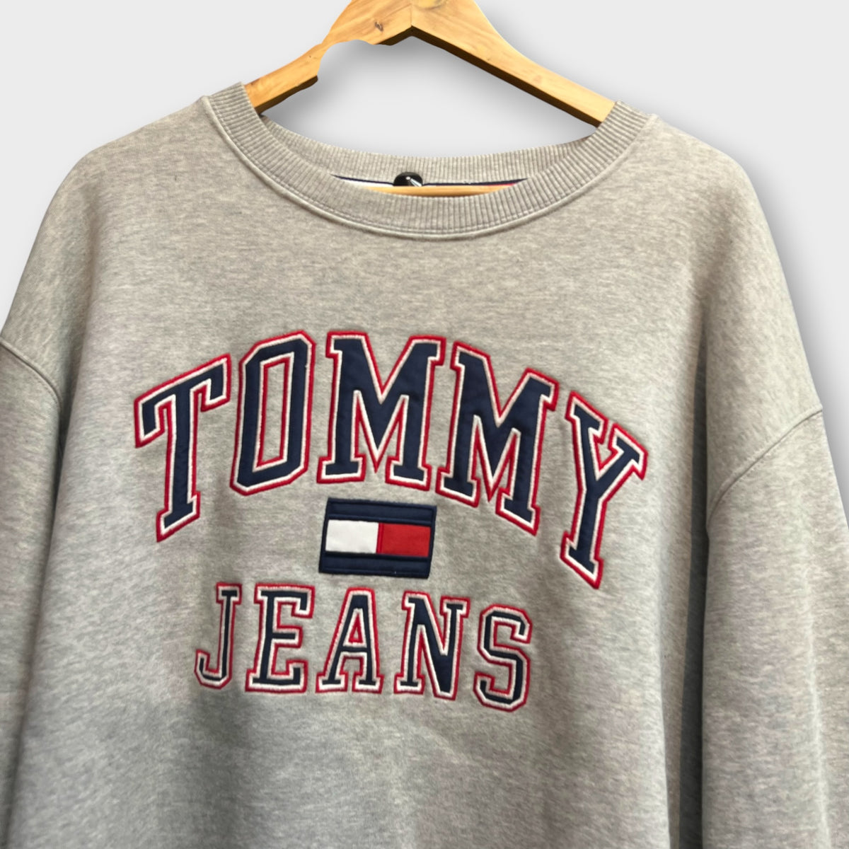 Sweat Tommy Jeans 90's gris brodé - XL