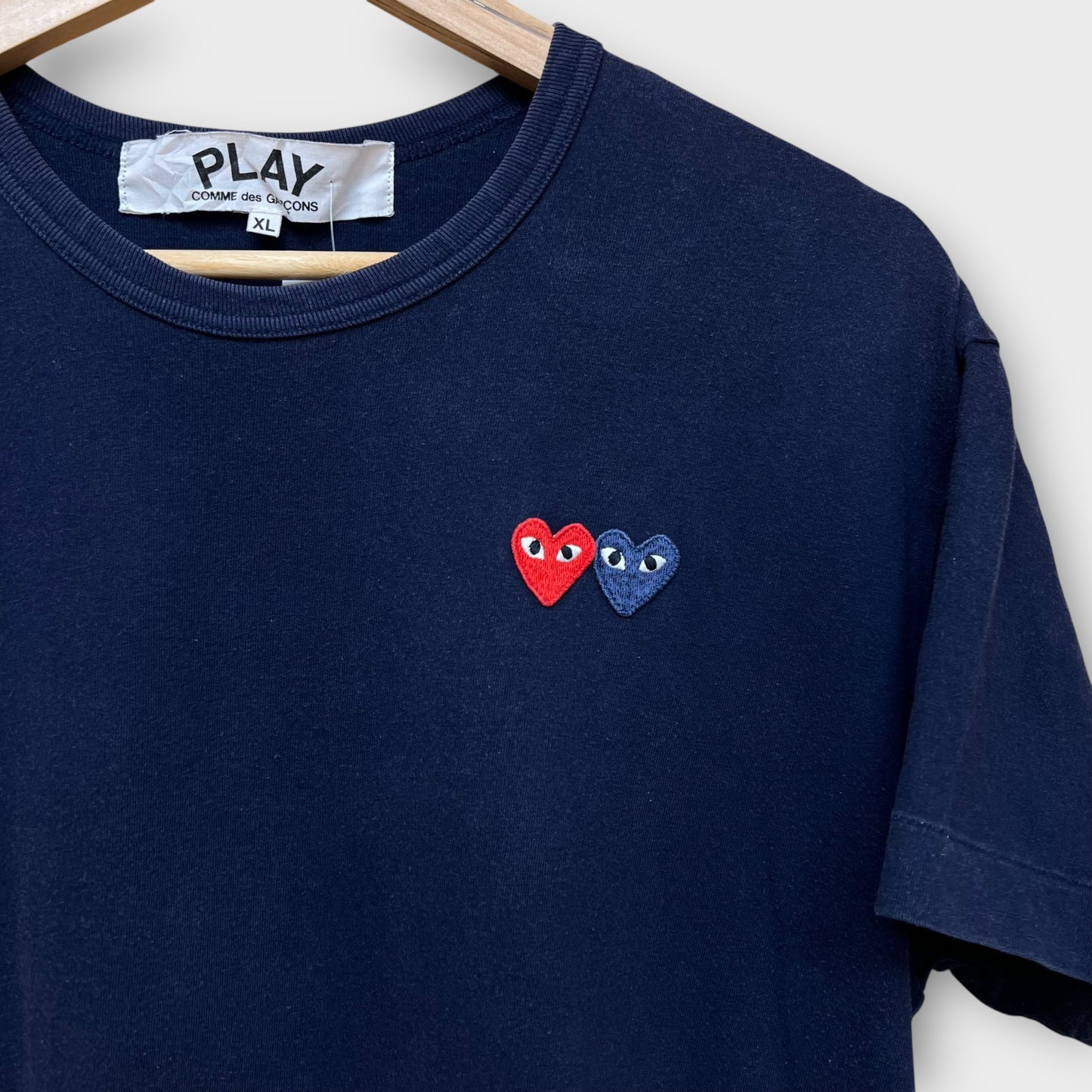 T-shirt  Comme Des Garcons navy double coeur - XL