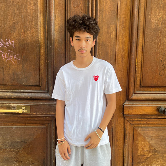 T-shirt Comme Des Garçons Blanc Double Coeur - L