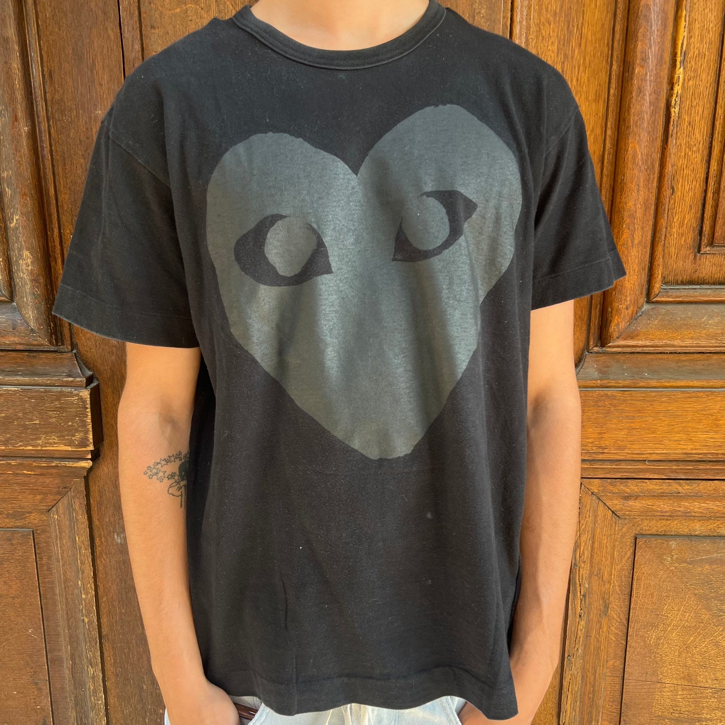 T-shirt Comme Des Garçons Gros Coeur Noir - L