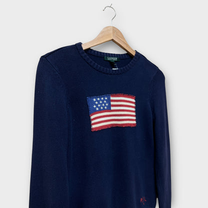 Pull Flag Ralph Lauren bleu - S Femme