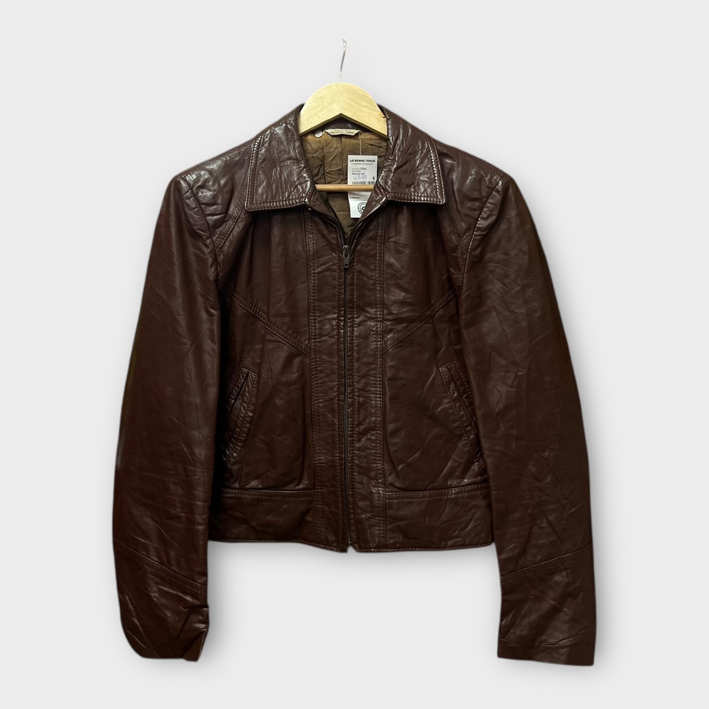 Veste en cuir Marron - S