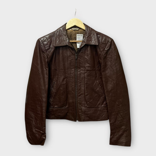 Veste en cuir Marron - S