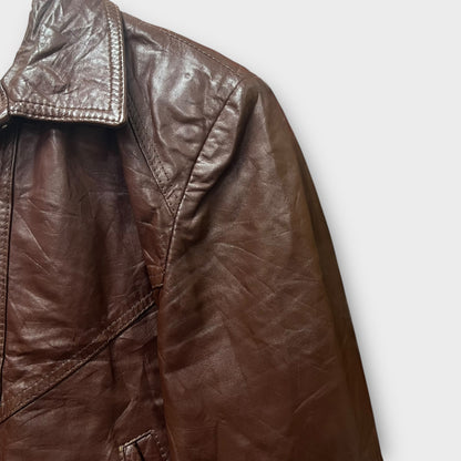 Veste en cuir Marron - S