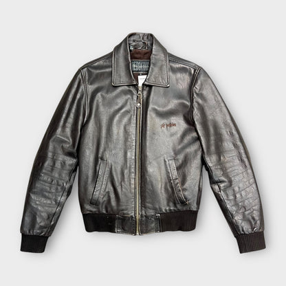 Veste en cuir Redskins marron foncé - S