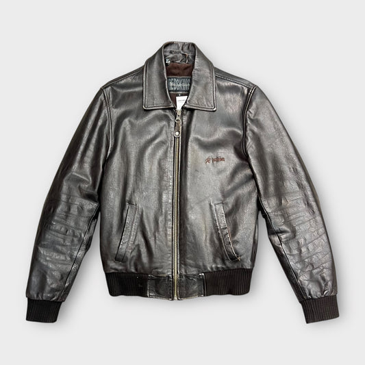 Veste en cuir Redskins marron foncé - S