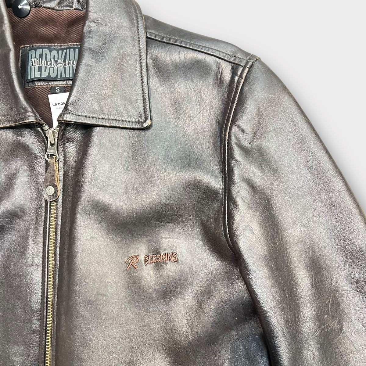 Veste en cuir Redskins marron foncé - S