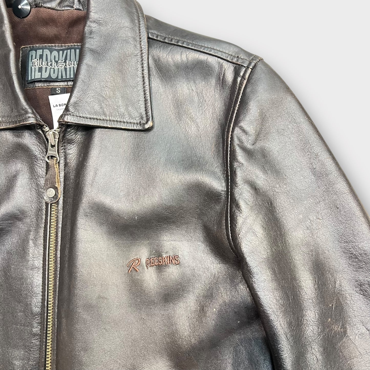 Veste en cuir Redskins marron foncé - S