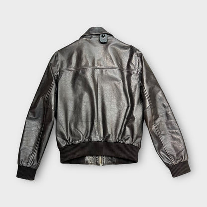 Veste en cuir Redskins marron foncé - S