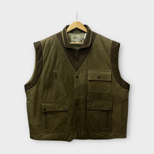 Veste sans manche cuir Verte - XL