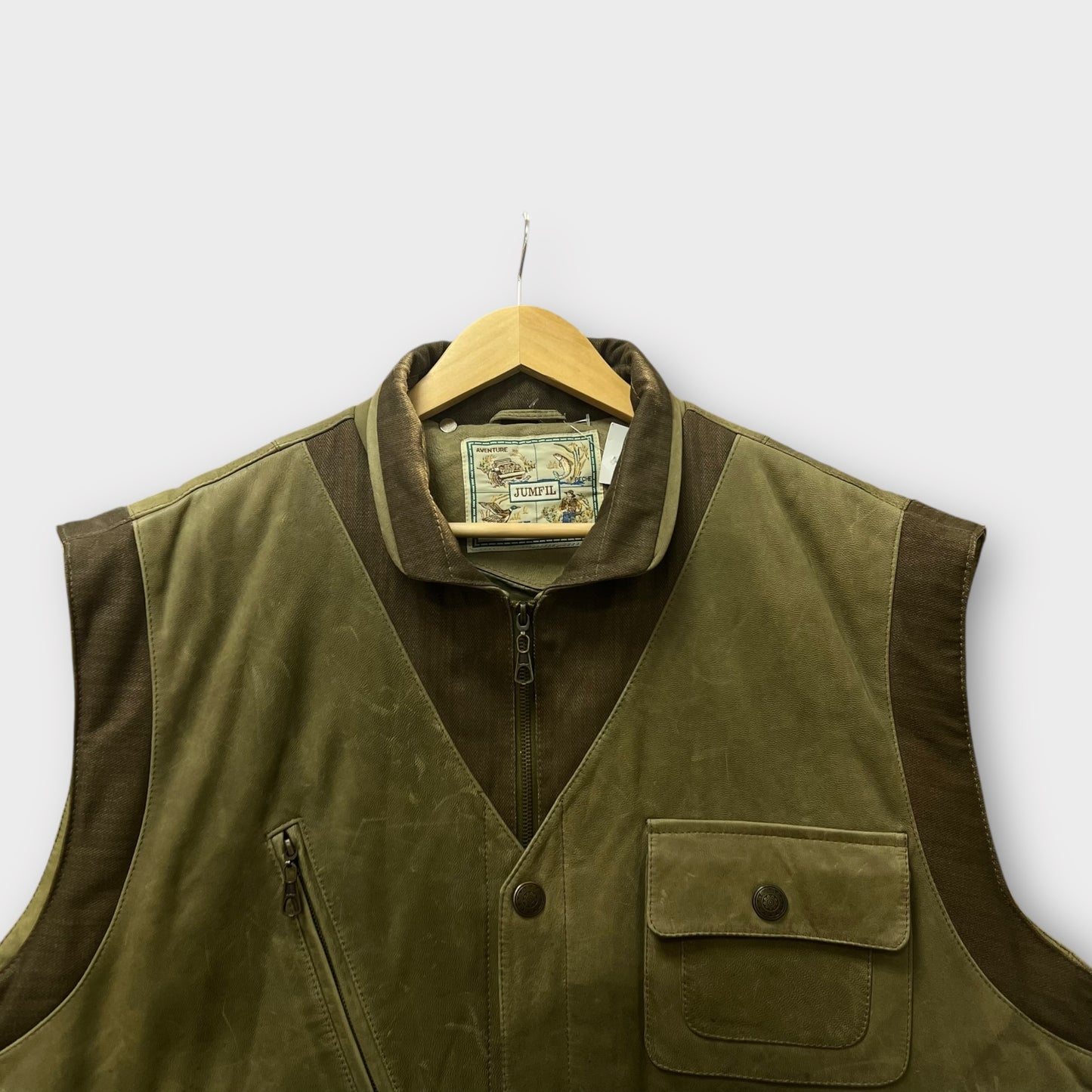 Veste sans manche cuir Verte - XL