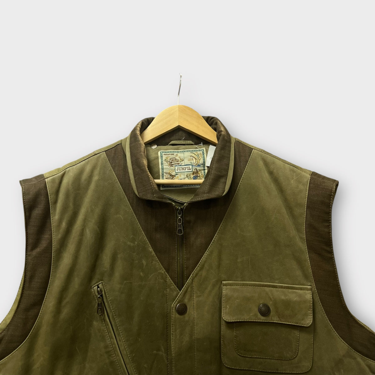 Rare Veste sans manche cuir vintage - XL
