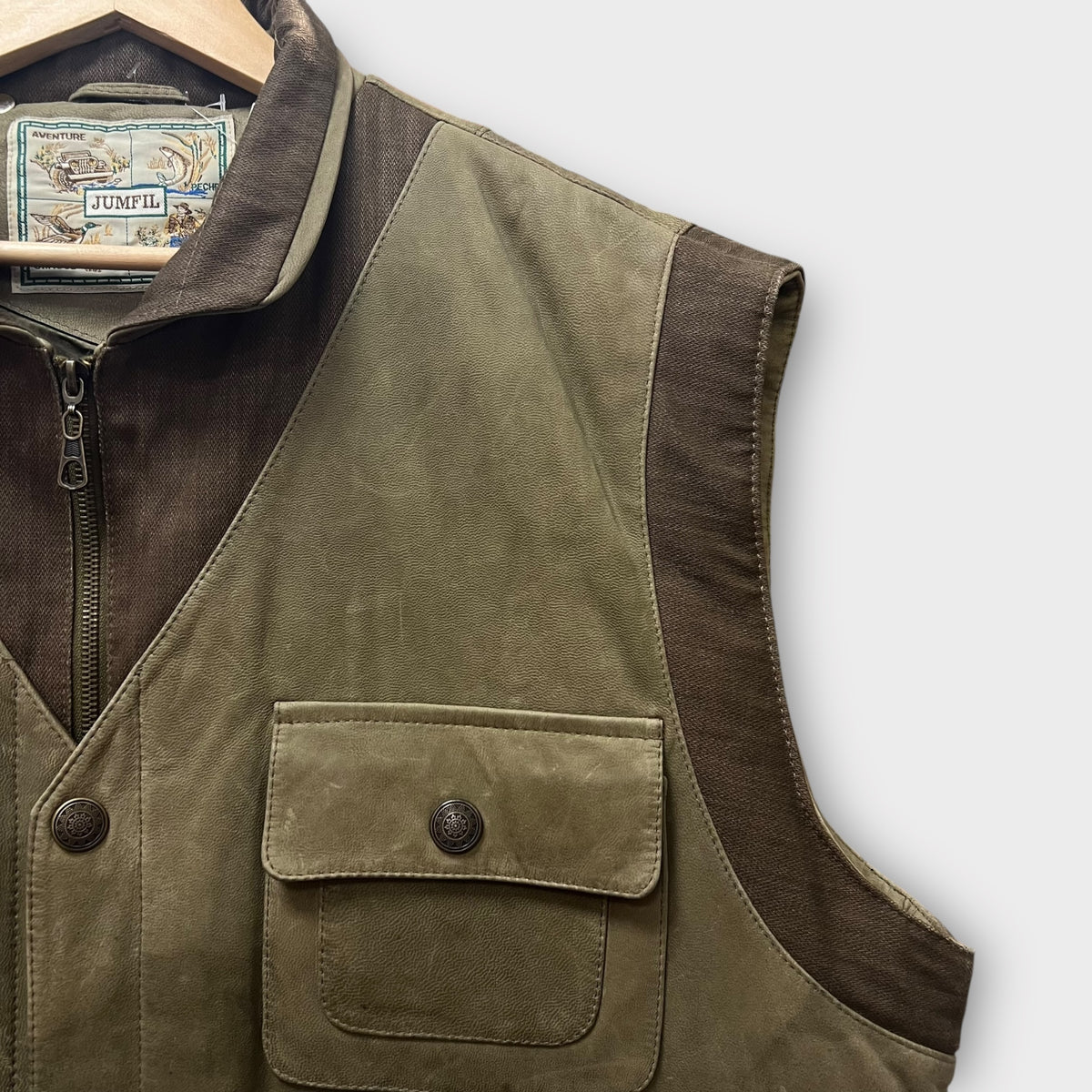 Rare Veste sans manche cuir vintage - XL