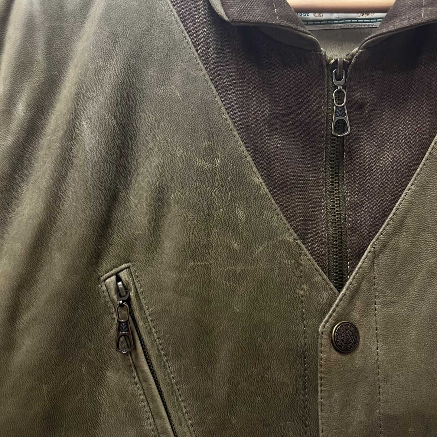 Veste sans manche cuir Verte - XL