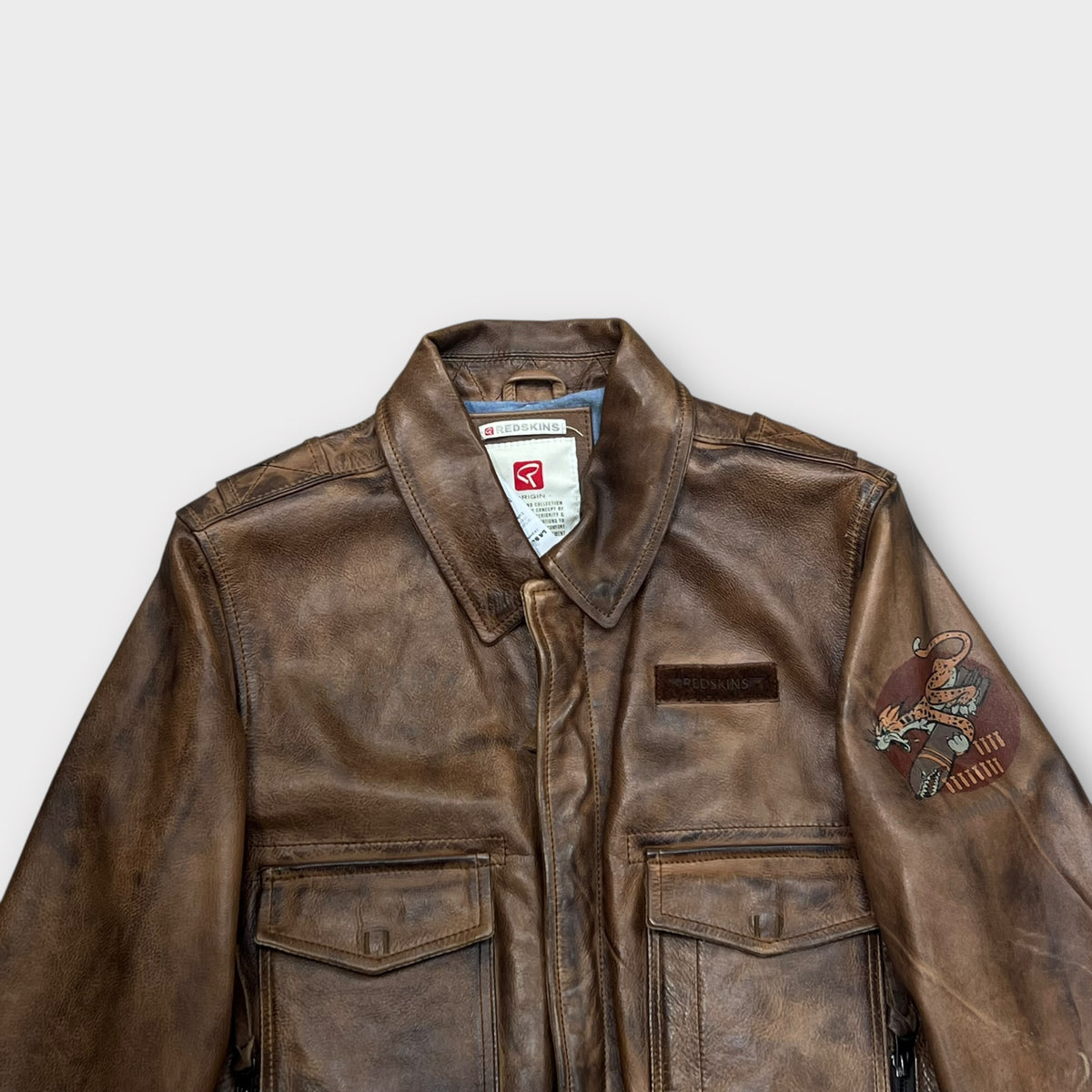 Veste en Cuir Redskins Aviateur Marron - XL (Fit L)