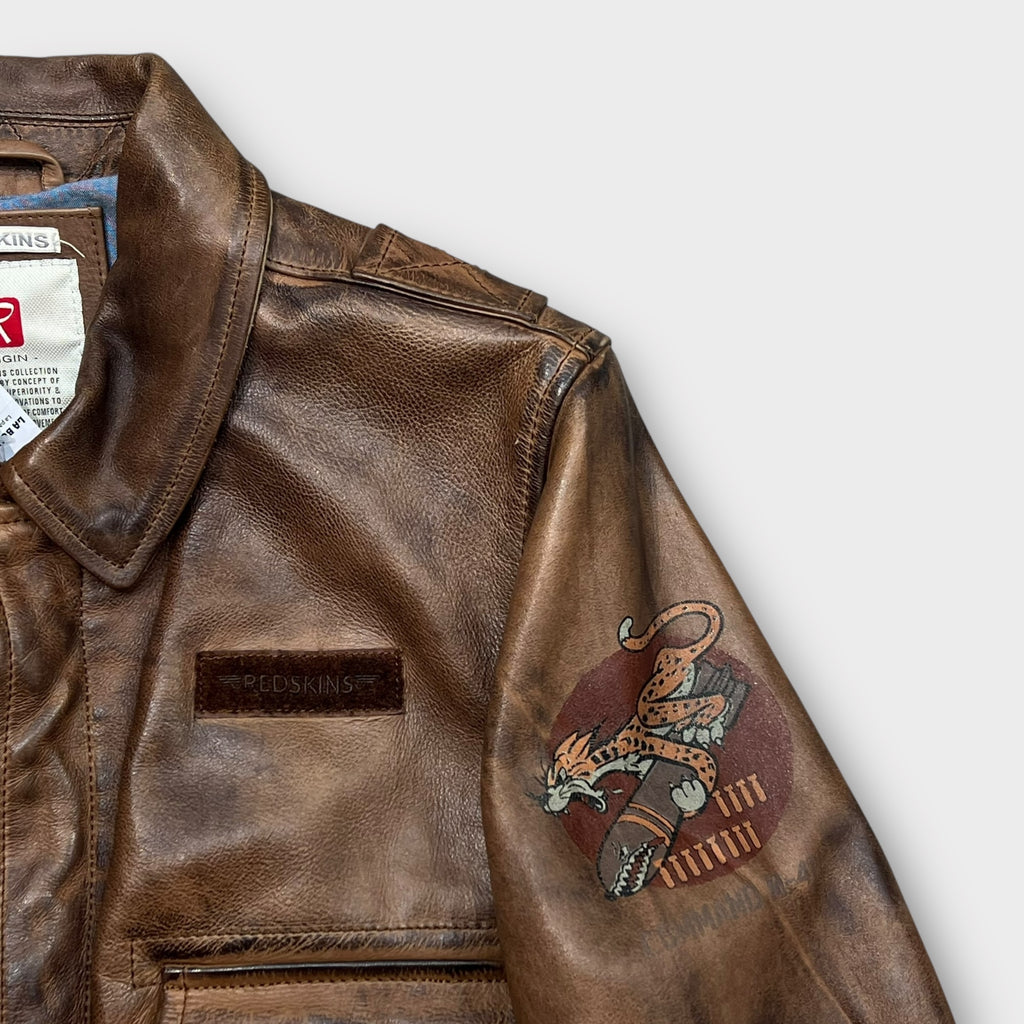 Veste en Cuir Redskins Aviateur Marron - XL (Fit L)
