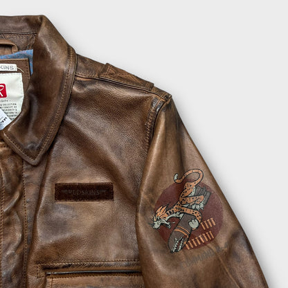 Veste en Cuir Redskins Aviateur Marron - XL (Fit L)