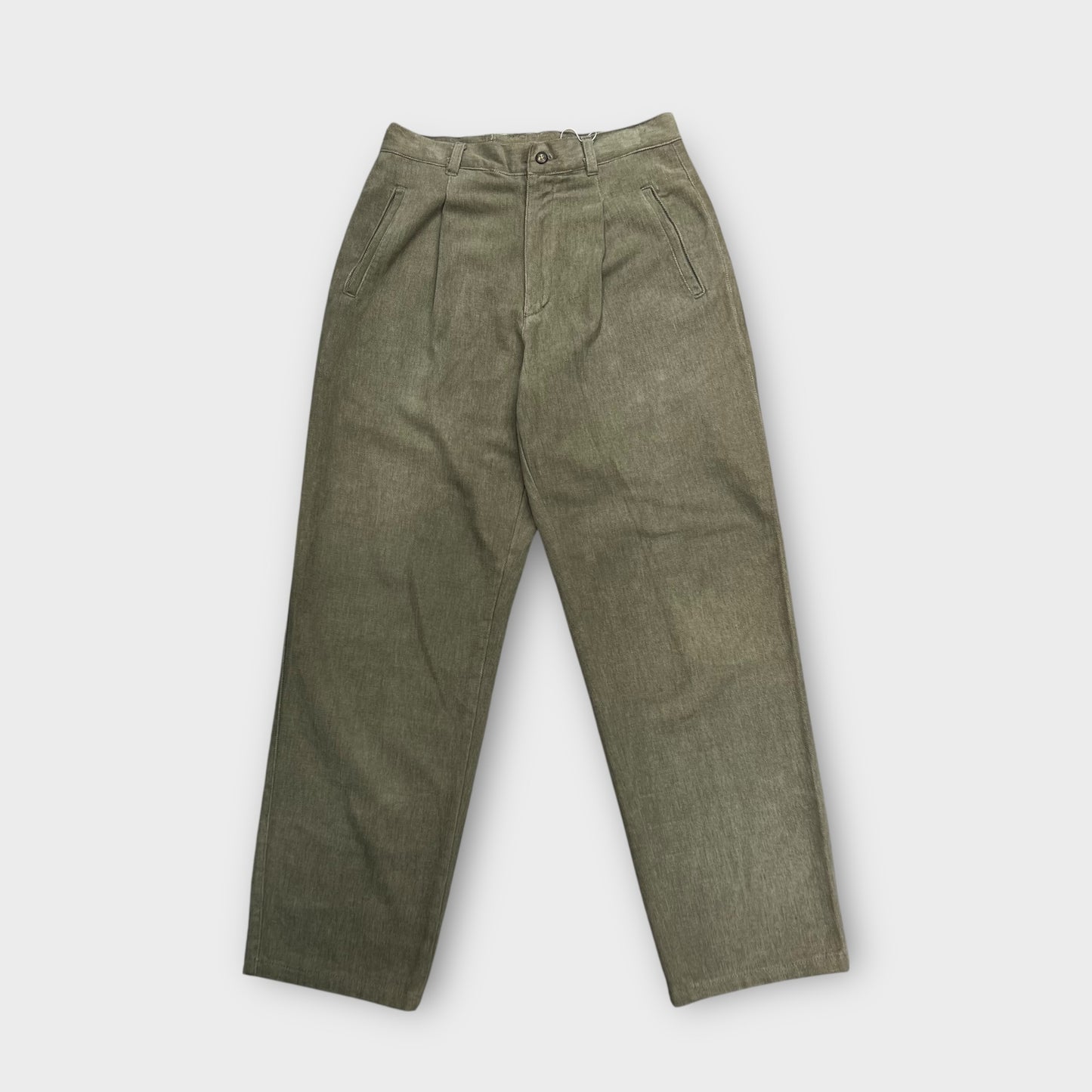 Pantalon pincé laine coupe large Kaki - FR46