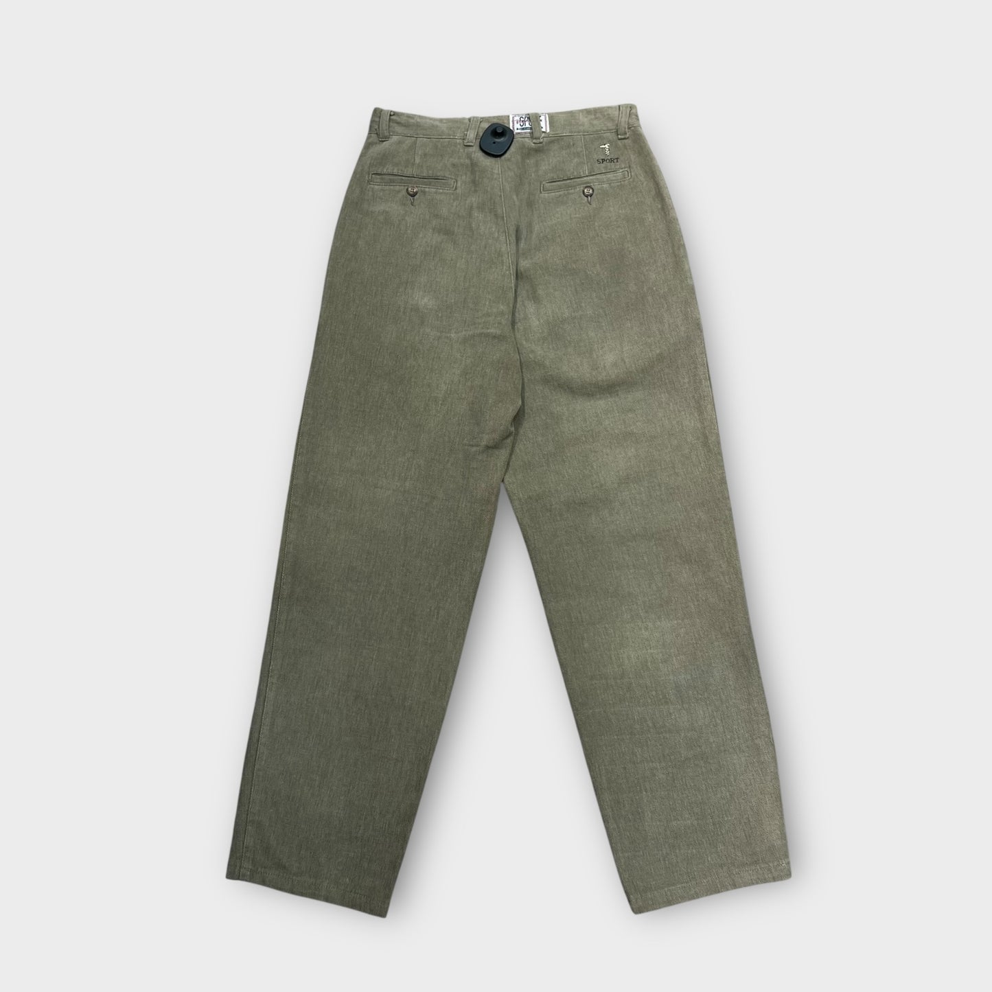 Pantalon pincé laine coupe large Kaki - FR46