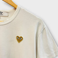T-shirt CDG blanc brodé doré - L 
(taché)