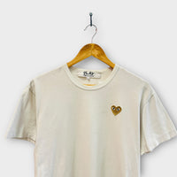 T-shirt CDG blanc brodé doré - L 
(taché)