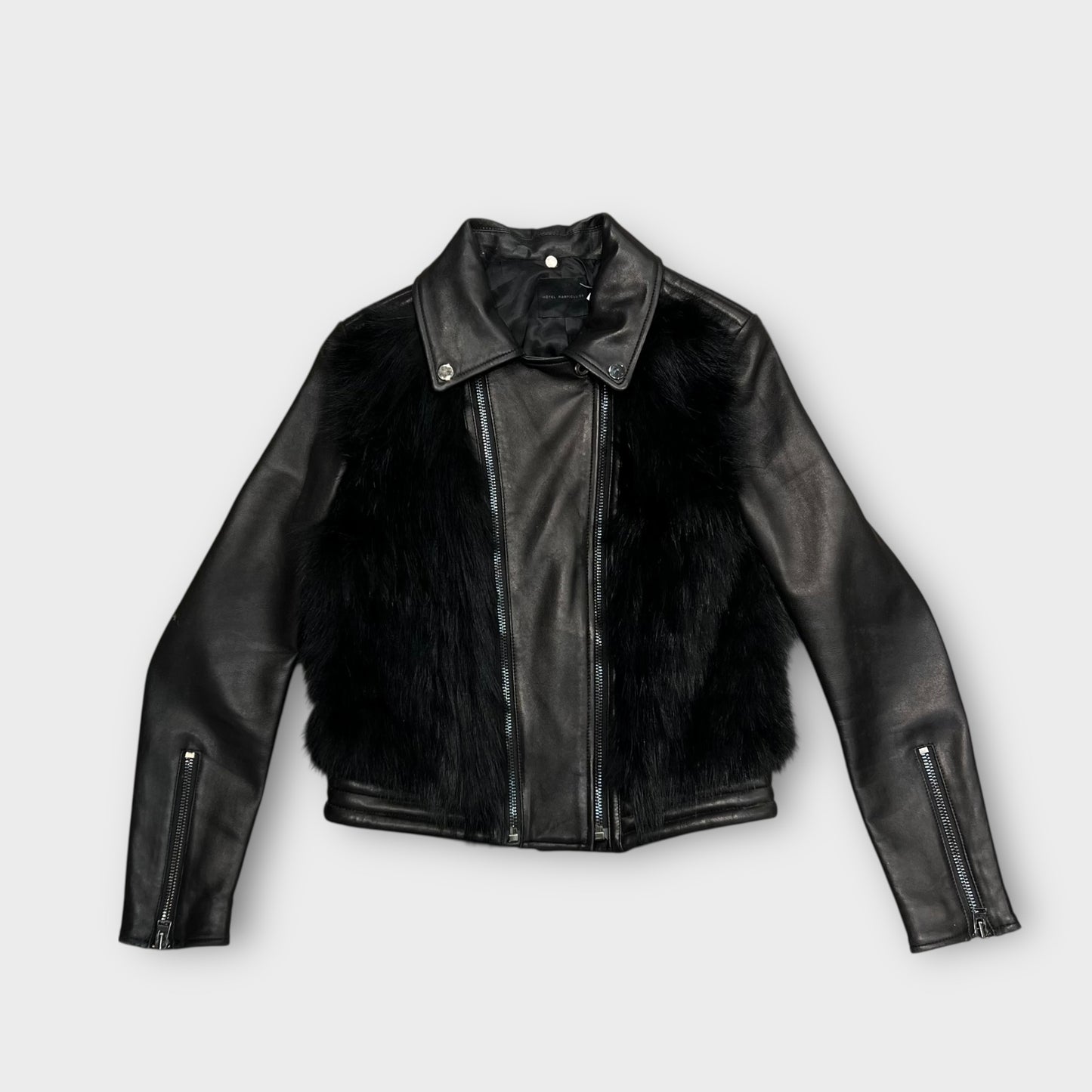 Veste en cuir avec fourrure Hôtel Particulier Noir - XS