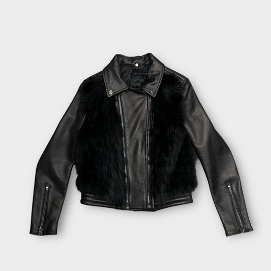 Veste en cuir avec fourrure Hôtel Particulier Noir - XS