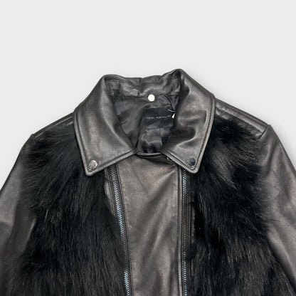 Veste en cuir avec fourrure Hôtel Particulier Noir - XS