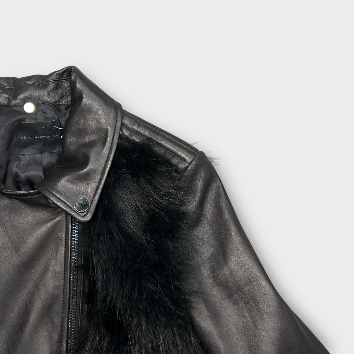 Veste en cuir avec fourrure Hôtel Particulier