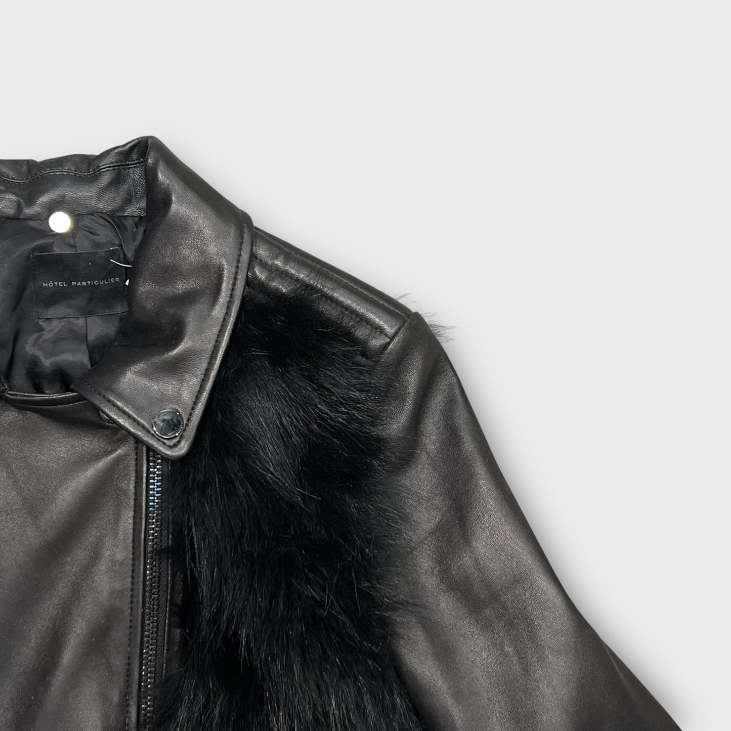Veste en cuir avec fourrure Hôtel Particulier Noir - XS