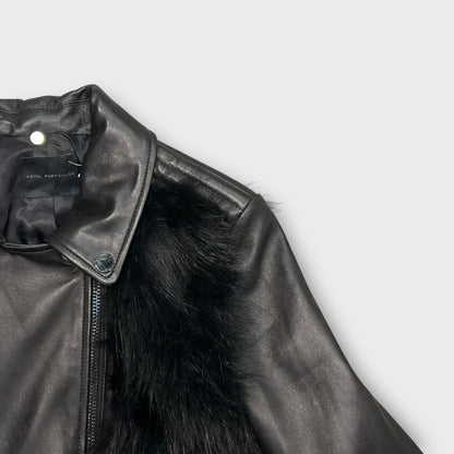 Veste en cuir avec fourrure Hôtel Particulier Noir - XS