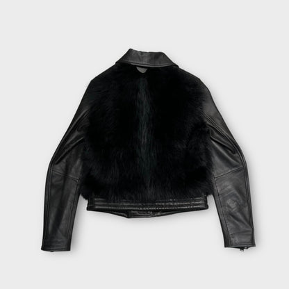 Veste en cuir avec fourrure Hôtel Particulier Noir - XS