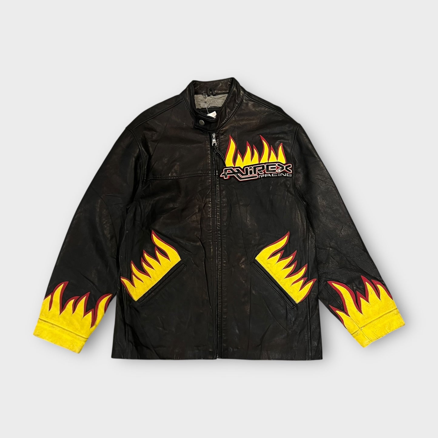 Veste Cuir Vintage Avirex Racing Made in USA - L