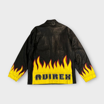 Veste Cuir Vintage Avirex Racing Made in USA - L