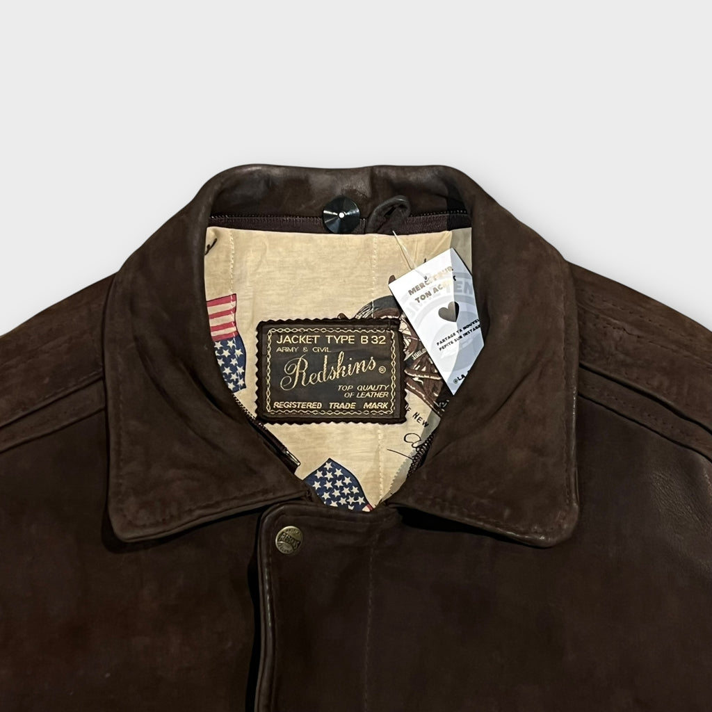 Bomber Cuir Redskins Marron - M