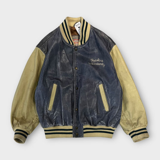 Veste Cuir Vintage Redskins Bleu - L