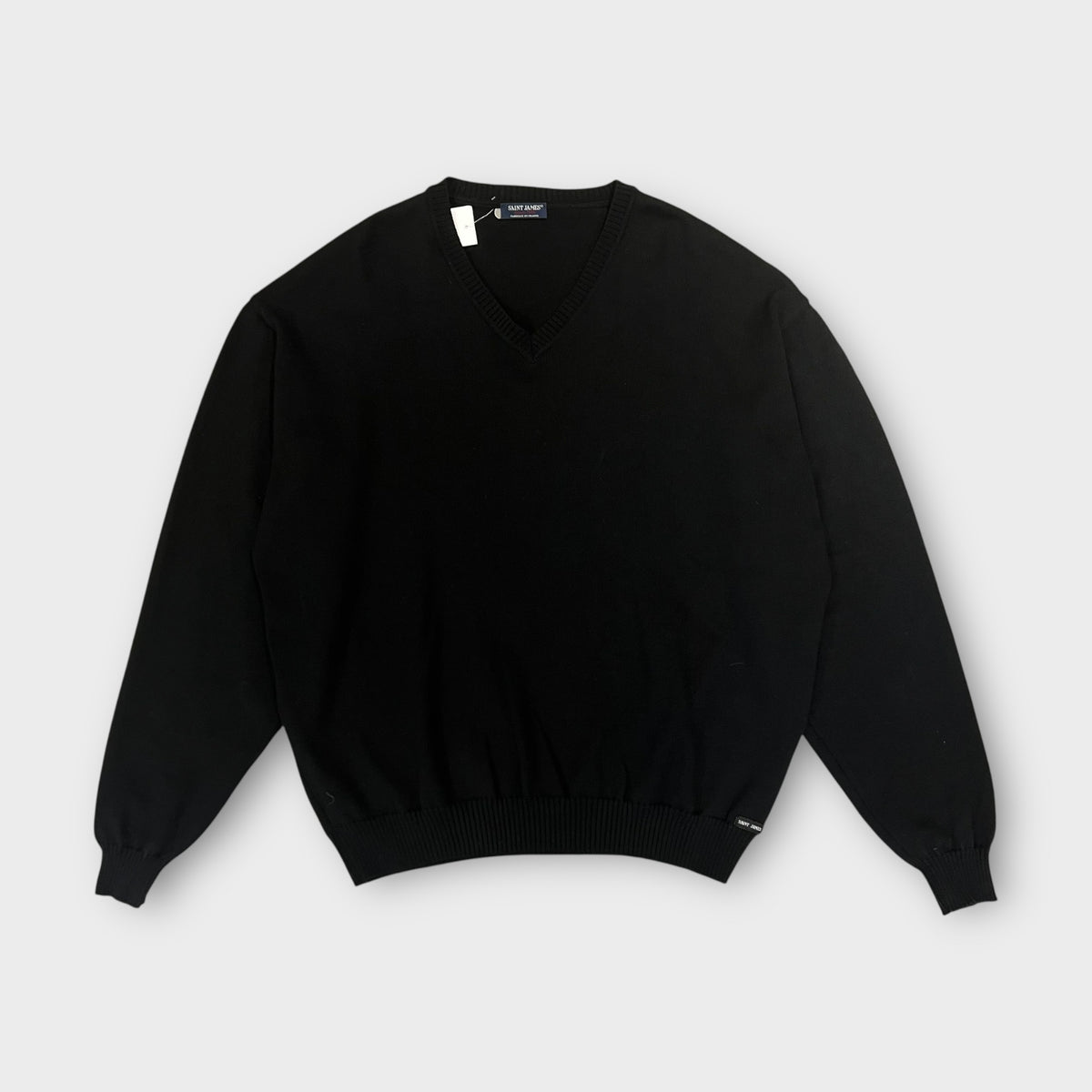 Pull Col V Saint James Noir Made In France - L
