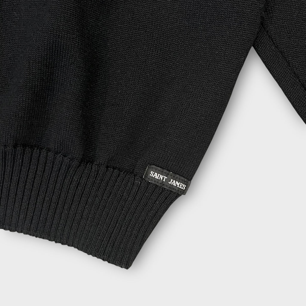 Pull Col V Saint James Noir Made In France - L