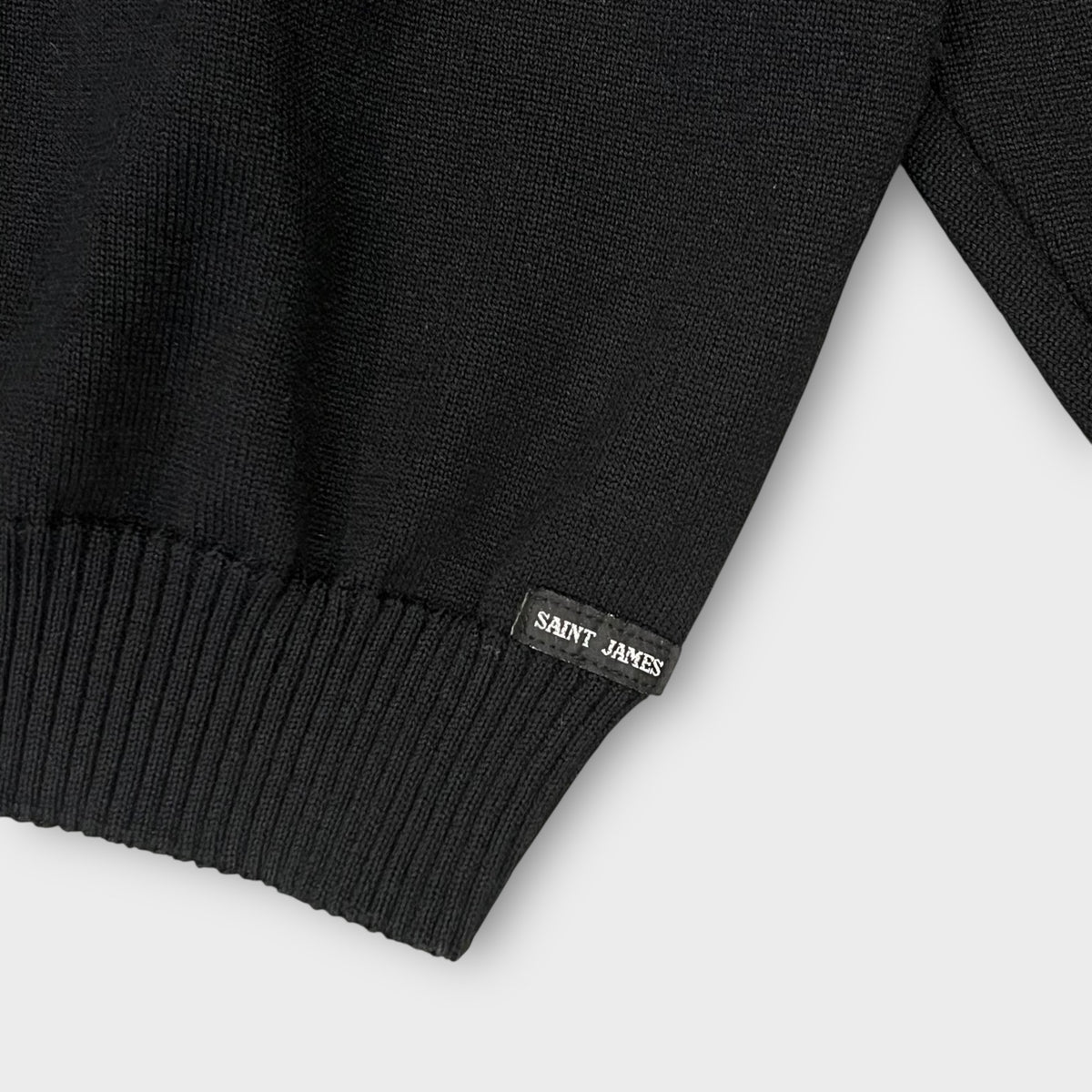 Pull Col V Saint James Noir Made In France - L