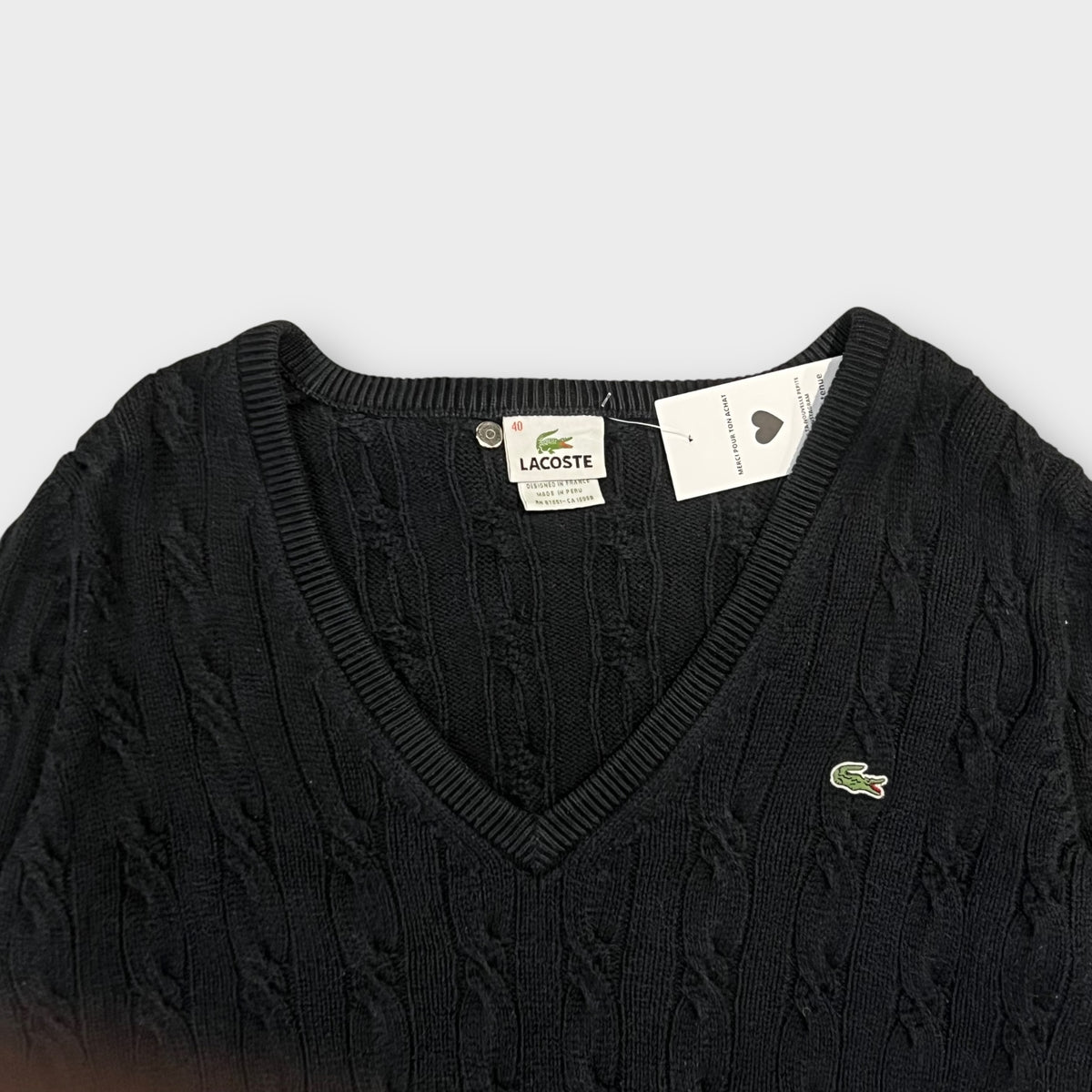 Pull Col V Lacoste Noir - M