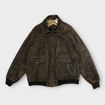 Veste Cuir Aviateur Marron - M