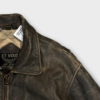 Veste Cuir Aviateur Marron - M