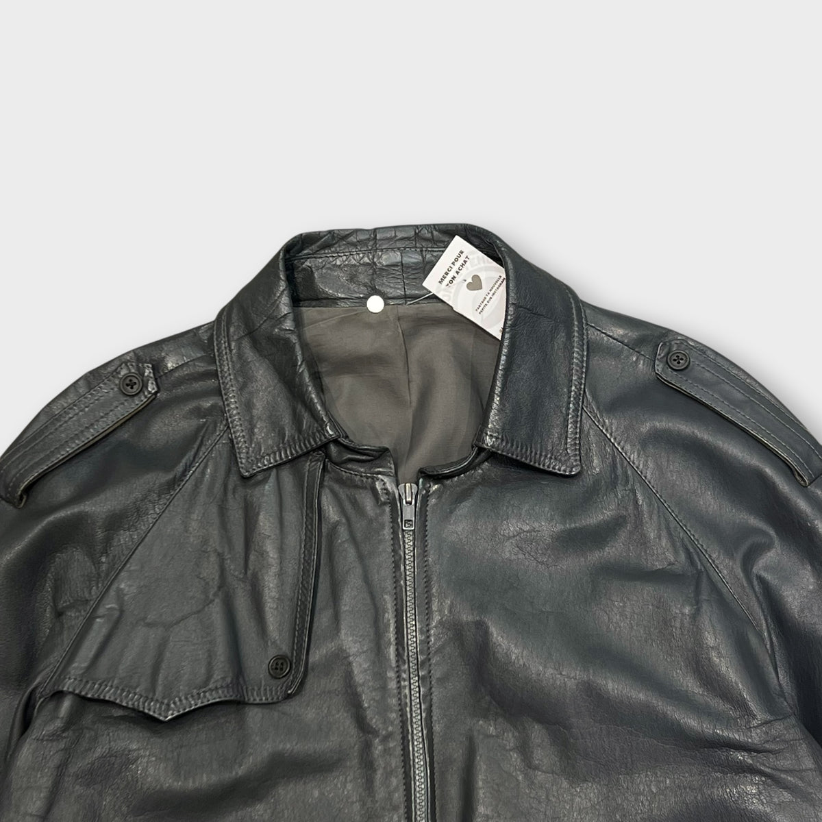 Veste Cuir Gris - L